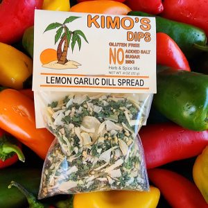 Package of Kimo's Dips Lemon Garlic Dill Spread mix